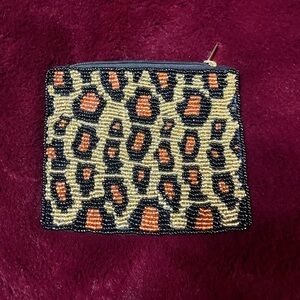 🎶Leopard India Beaded Zip Coin purse